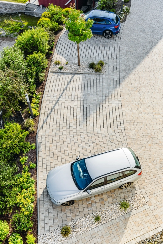 Parking lot with ecological surface covering