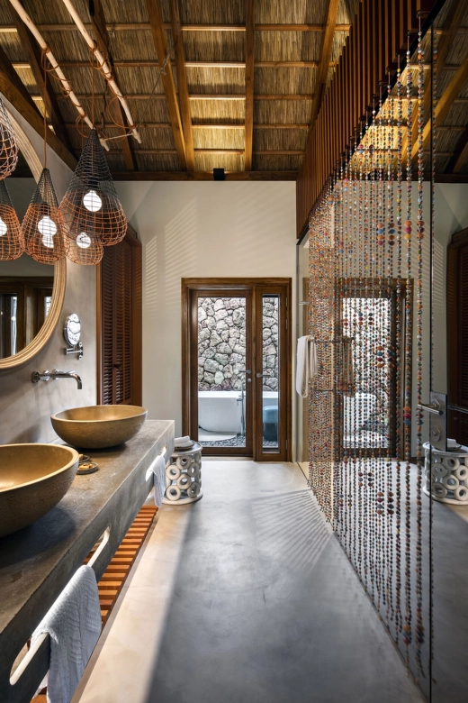 Bathroom oriental round countertop washbasin made of concrete