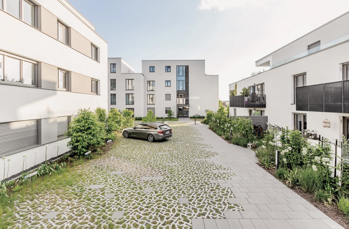 green parking lot residential construction