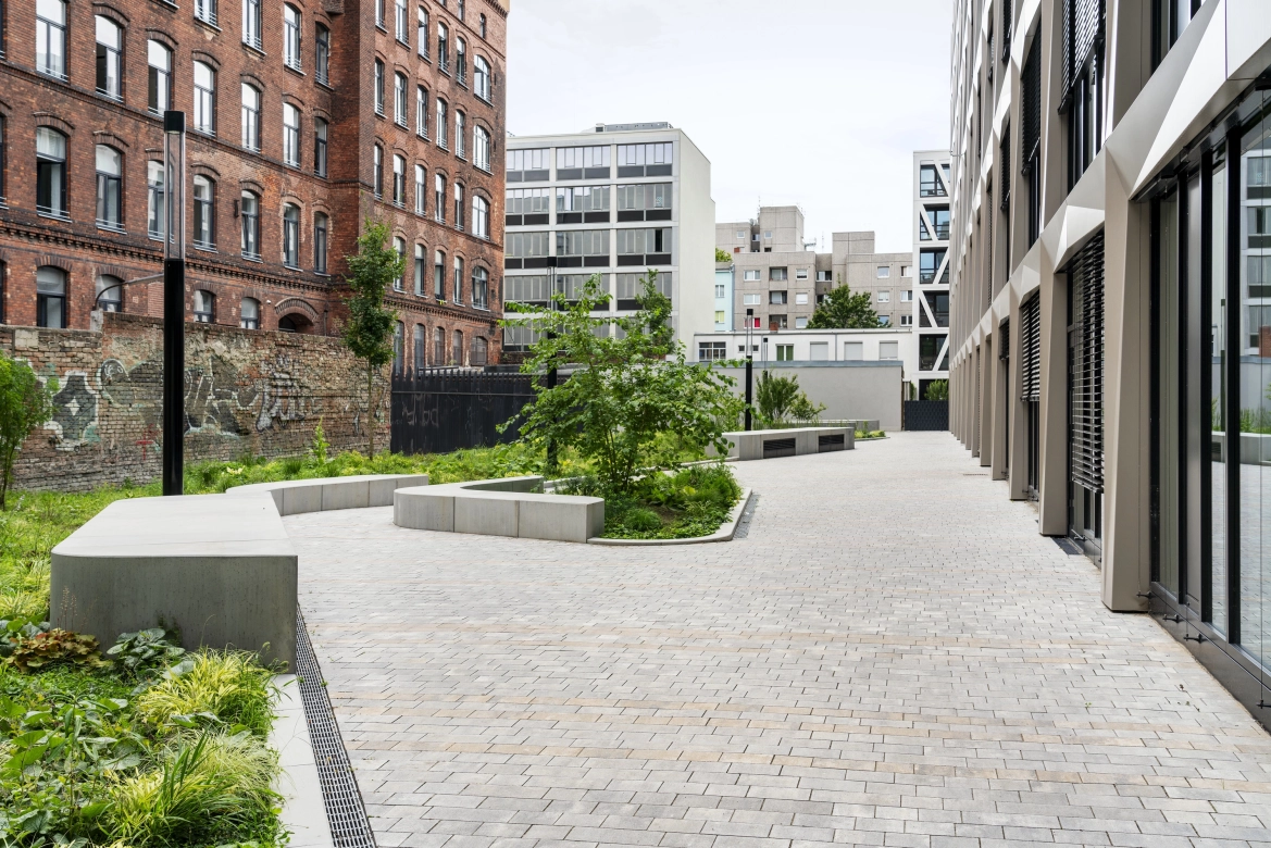 Nuanced surface covering installed in a public open space