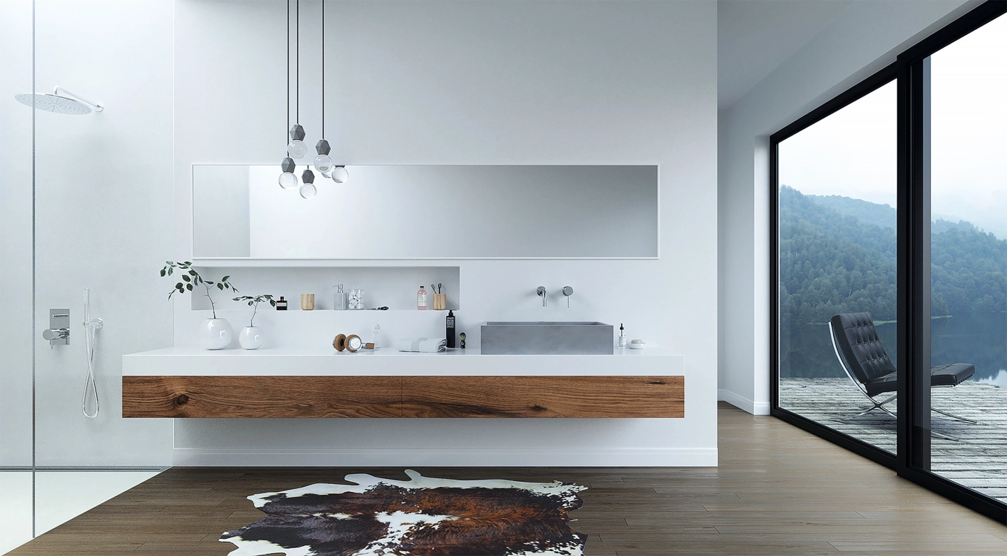 Stylish bathroom countertop washbasin made of concrete