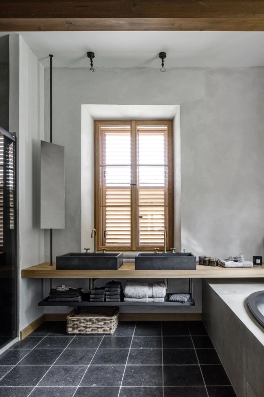 Stylish bathroom double countertop washbasin made of concrete