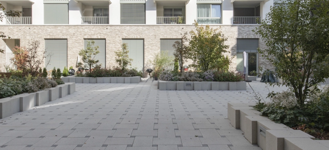 residential and working district planted square