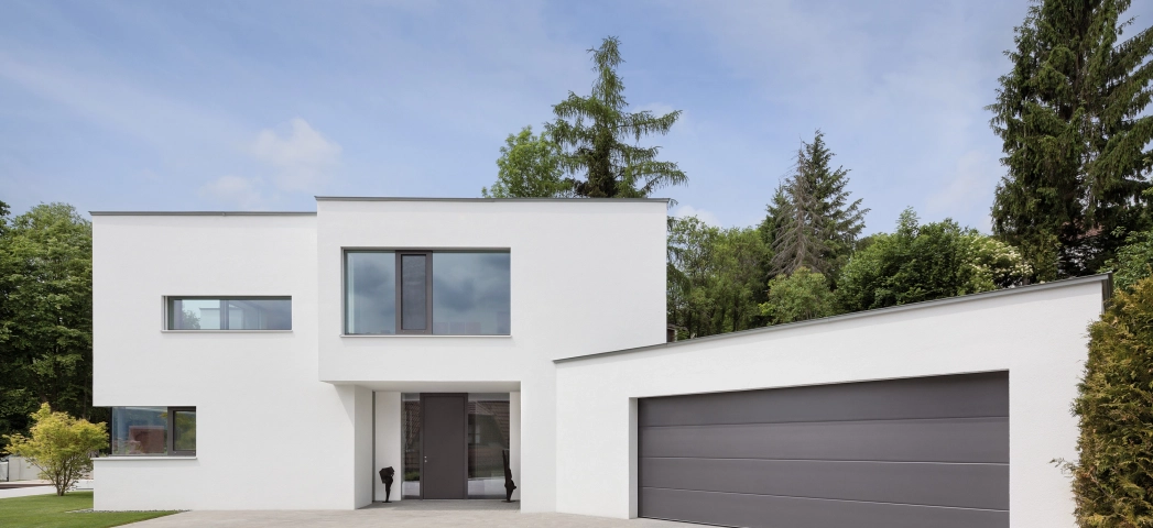 modernes haus eingang garage einfahrt