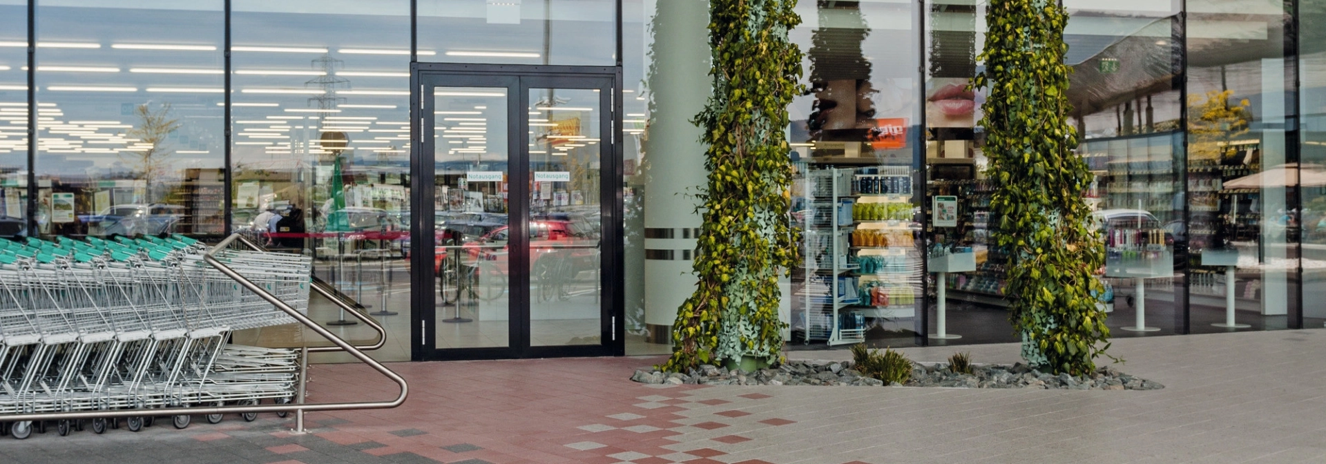 modern shopping center entrance