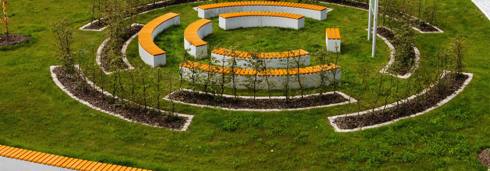 seating blocks green area inner courtyard