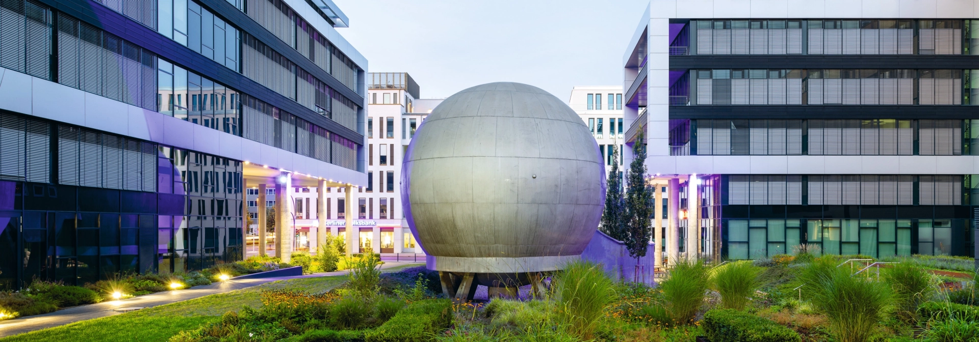 inner courtyard of the technology center planted