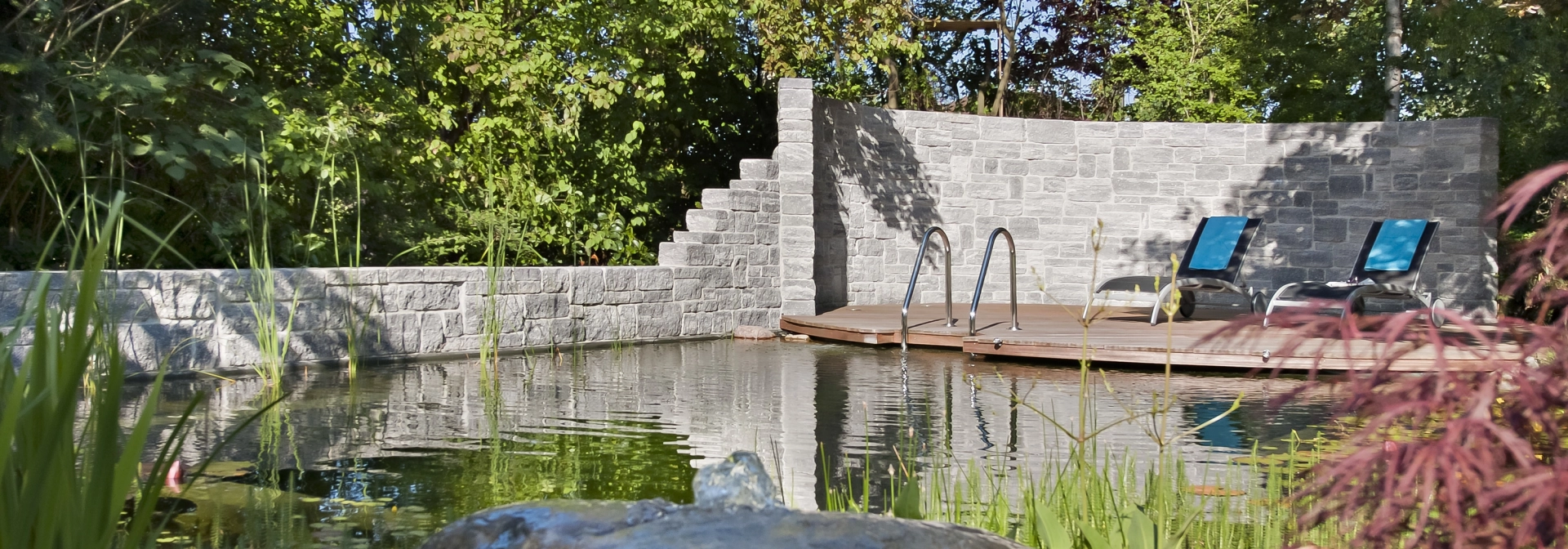 wall stones terrace pool pond