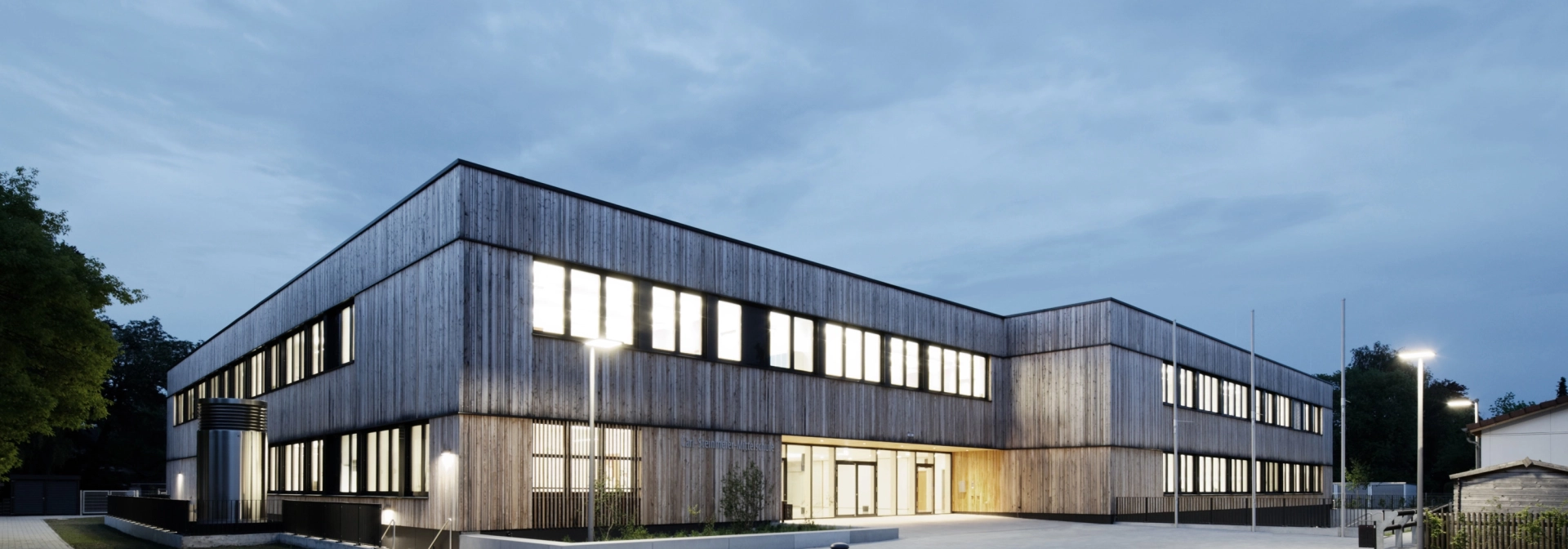 schoolyard modern planted campus building