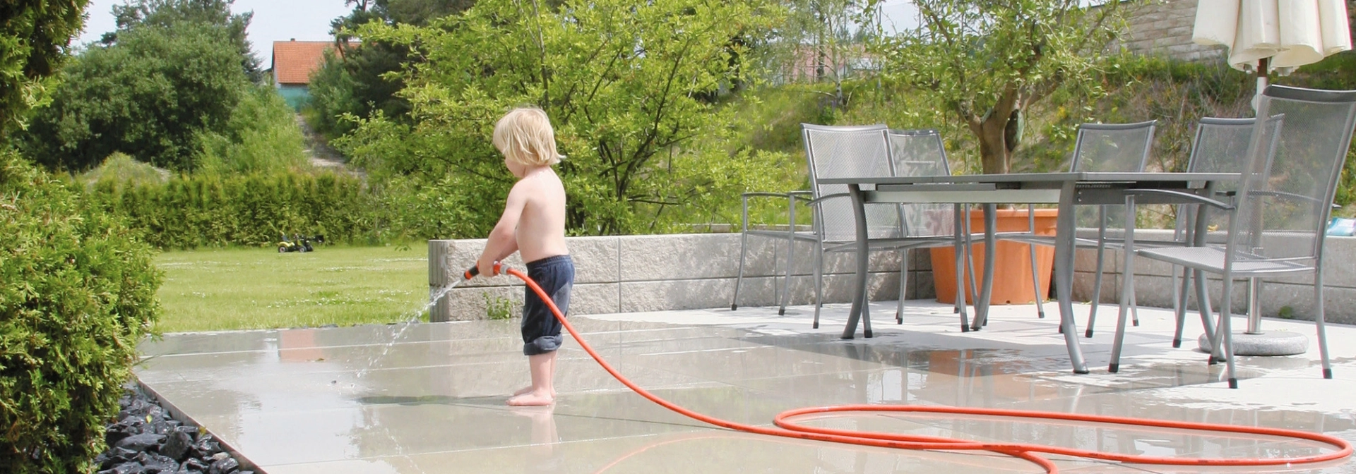 Cleaning the patio