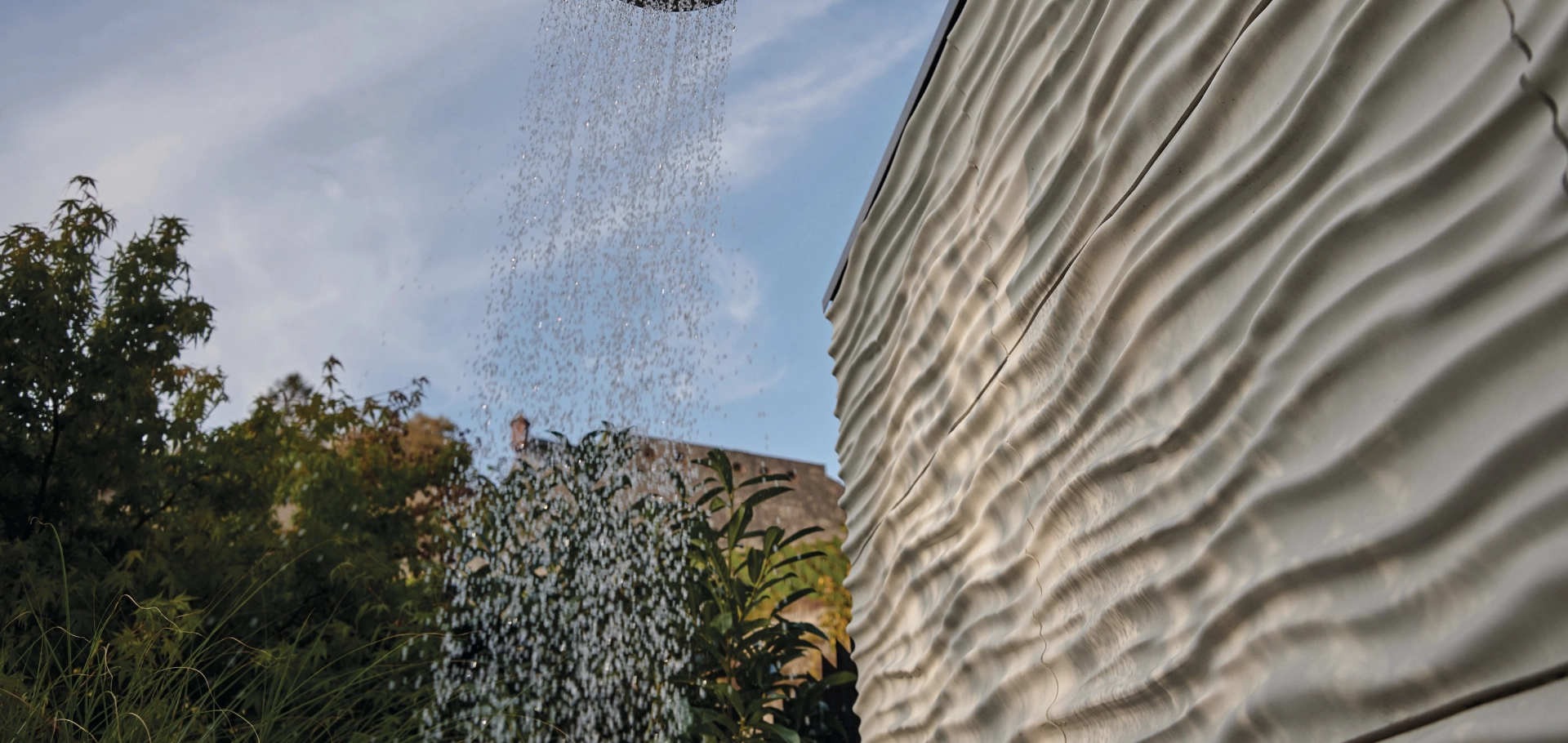 Outdoor shower with architectural concrete