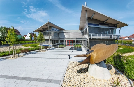 company headquarters modern entrance