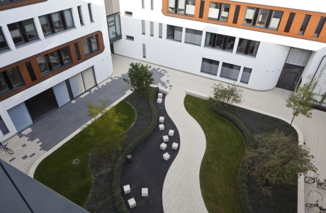 inner courtyard office building planted modern