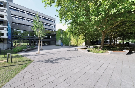 building inner courtyard university planted