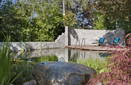 wall stones terrace pool pond 