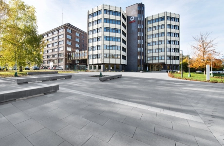 towers square entrance planted