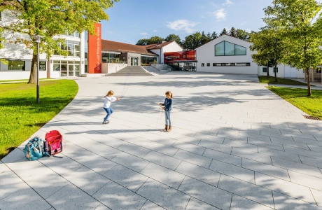 elementary school square courtyard planted