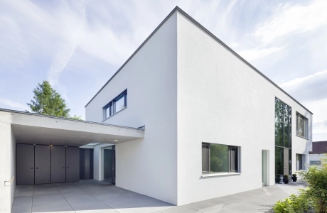 courtyard entrance modern lawn glass front