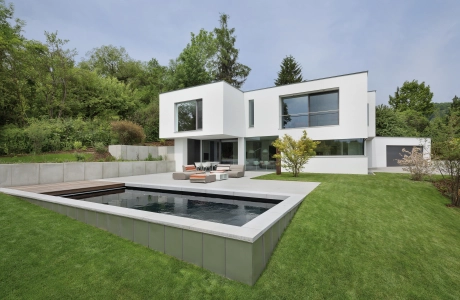 modern house window pool terrace