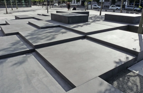 station forecourt with modern planting