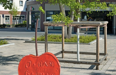 development area square planted with modern buildings