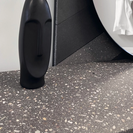Washbasin, worktop terrazzo Nabbkies basalt gray
