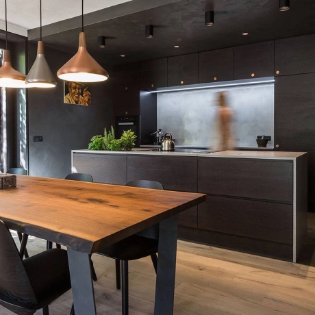 Kitchen with handmade concrete worktop
