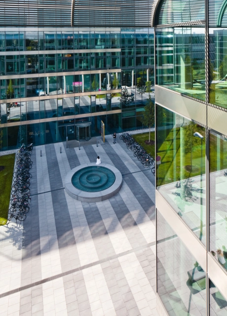 facade planted entrance tower