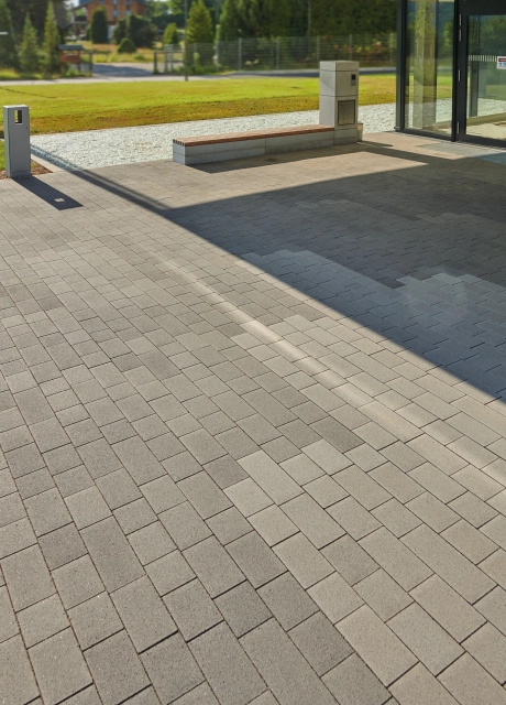 company entrance planted