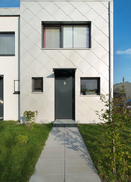 terraced house entrance stylishly planted