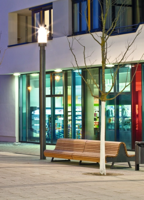 pedestrian zone station arcade bench