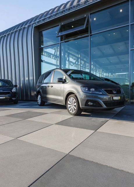 car dealership parking lot modern