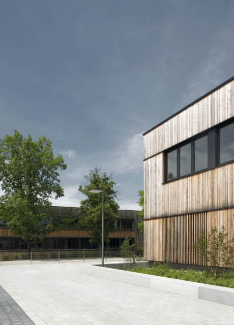 schoolyard modern planted campus building