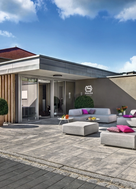 landhotel terrace modern planted