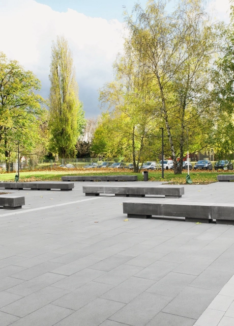 planted seating areas