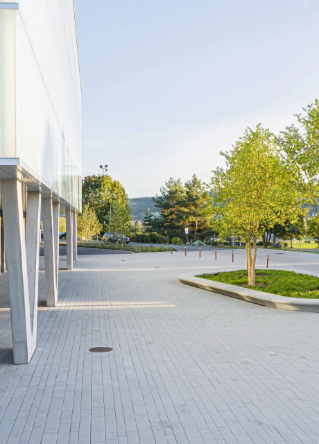 square planted modern nature building