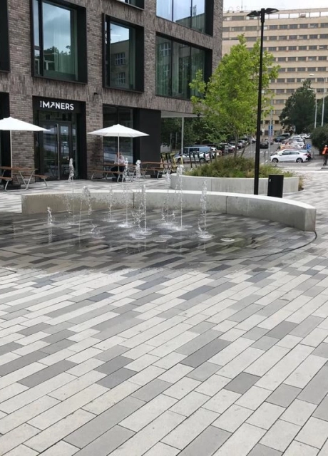 planted square fountain
