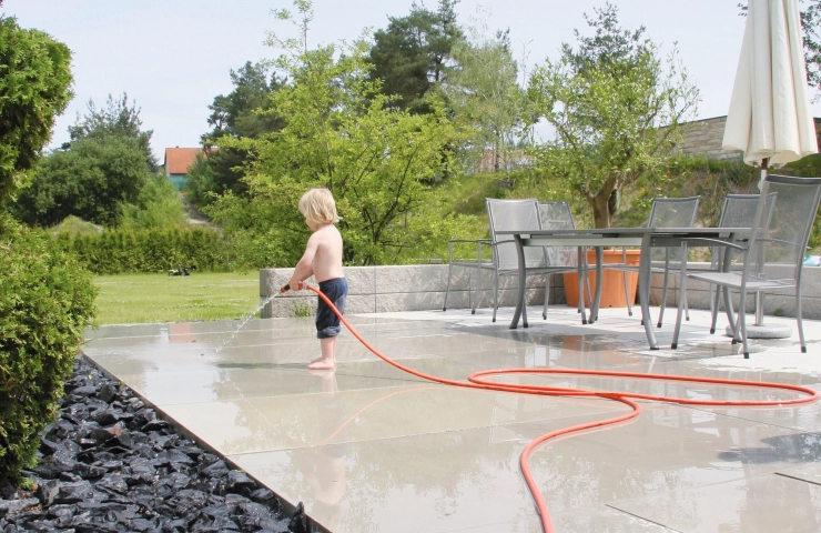 Cleaning the patio