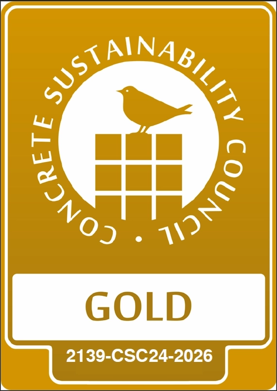 CSC (Concrete Sustainability Council) GOLD Logo mit Zertifikatsnummer