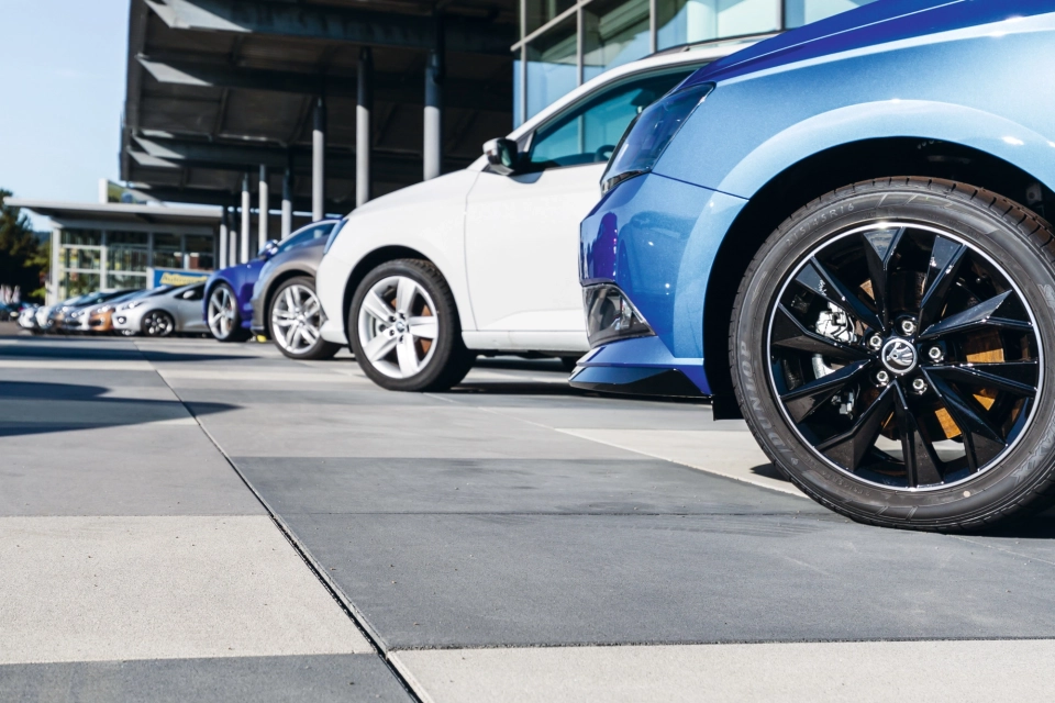 car dealership parking lot modern