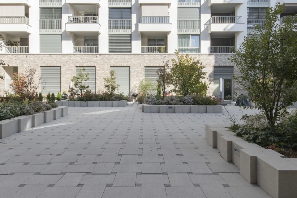residential and working district planted square