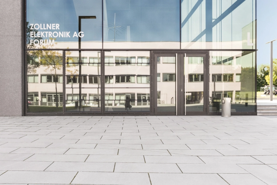 university campus square planted