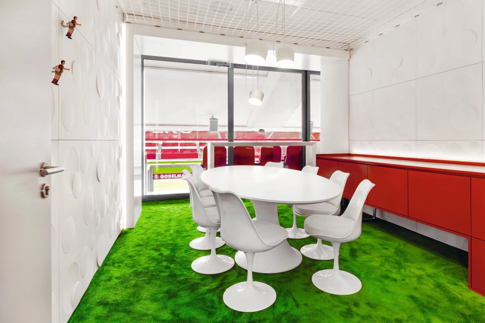 interior stadium-logo fcn nuremberg tables chairs