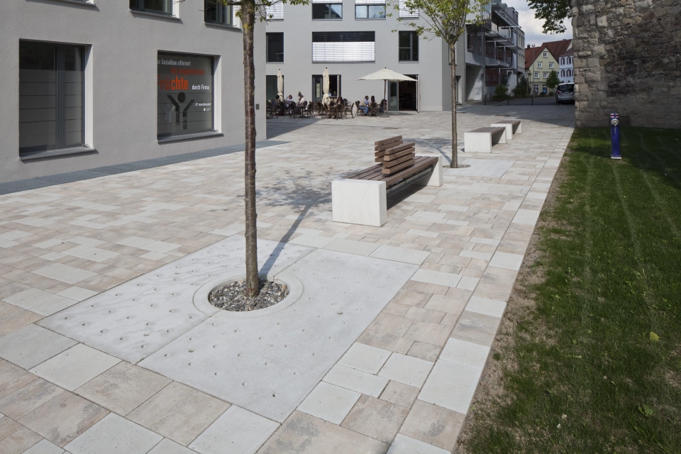 city wall footpath planted bench
