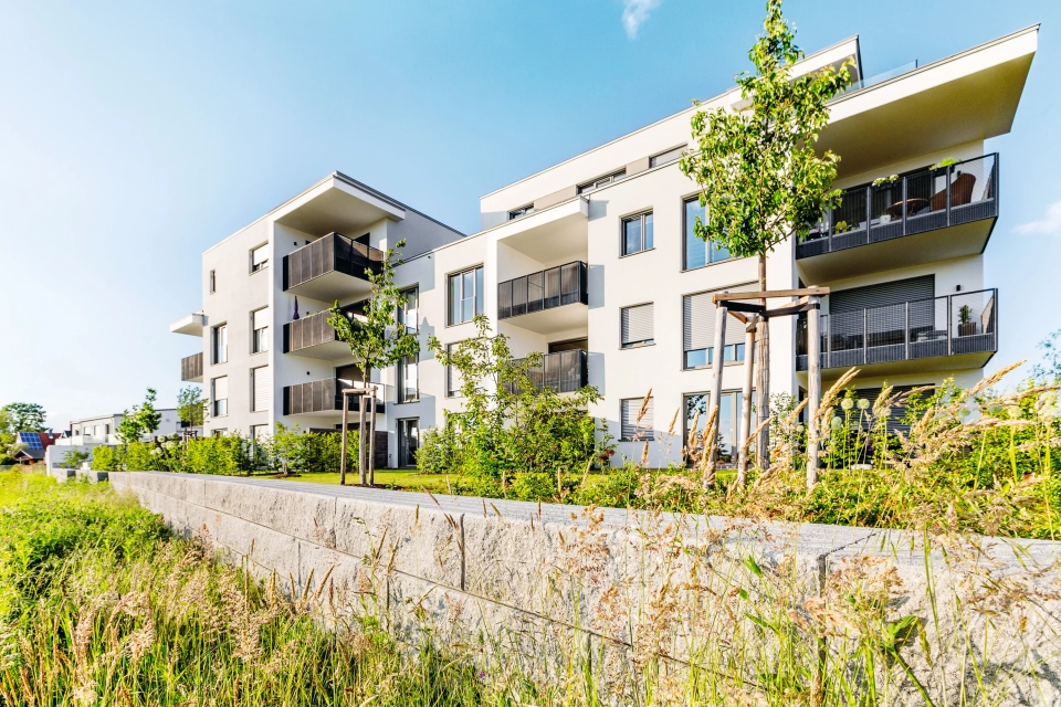 residential complex inner courtyard planted