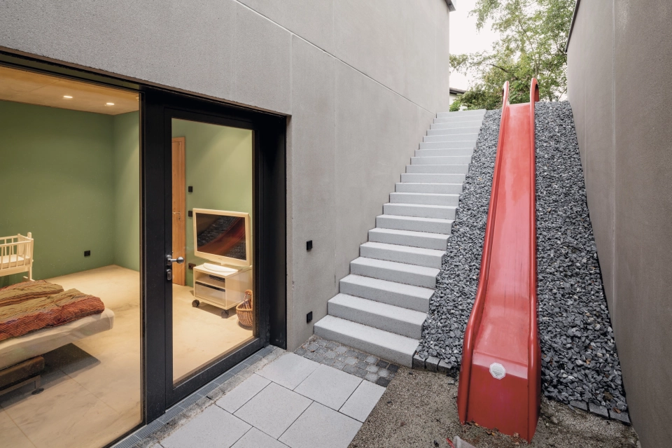 modern villa garden nature slide