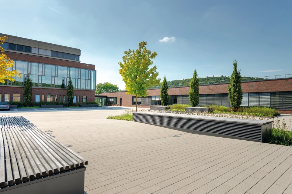 company headquarters campus parking lot greened