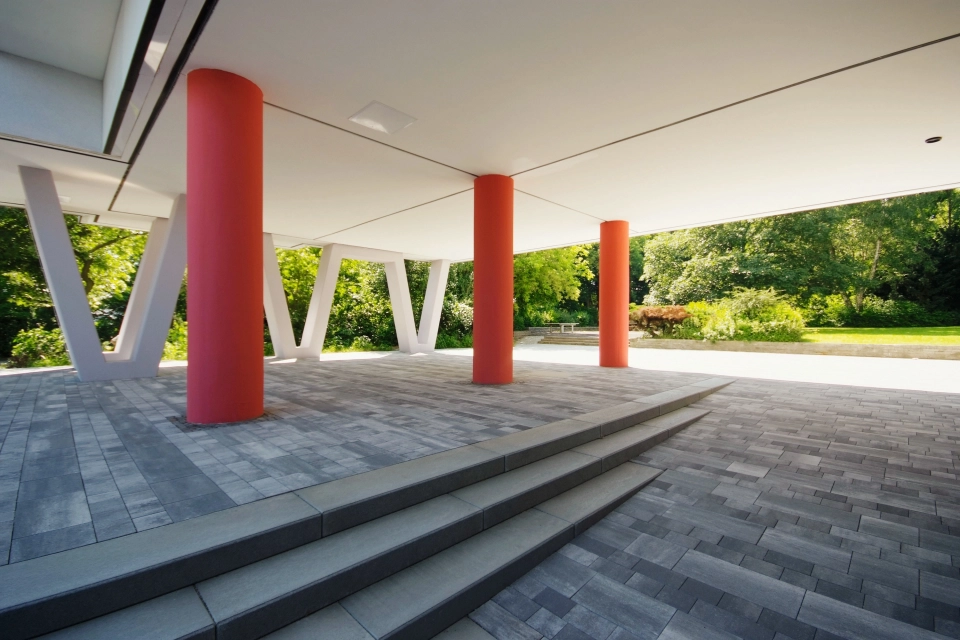 colorful residential building forecourt