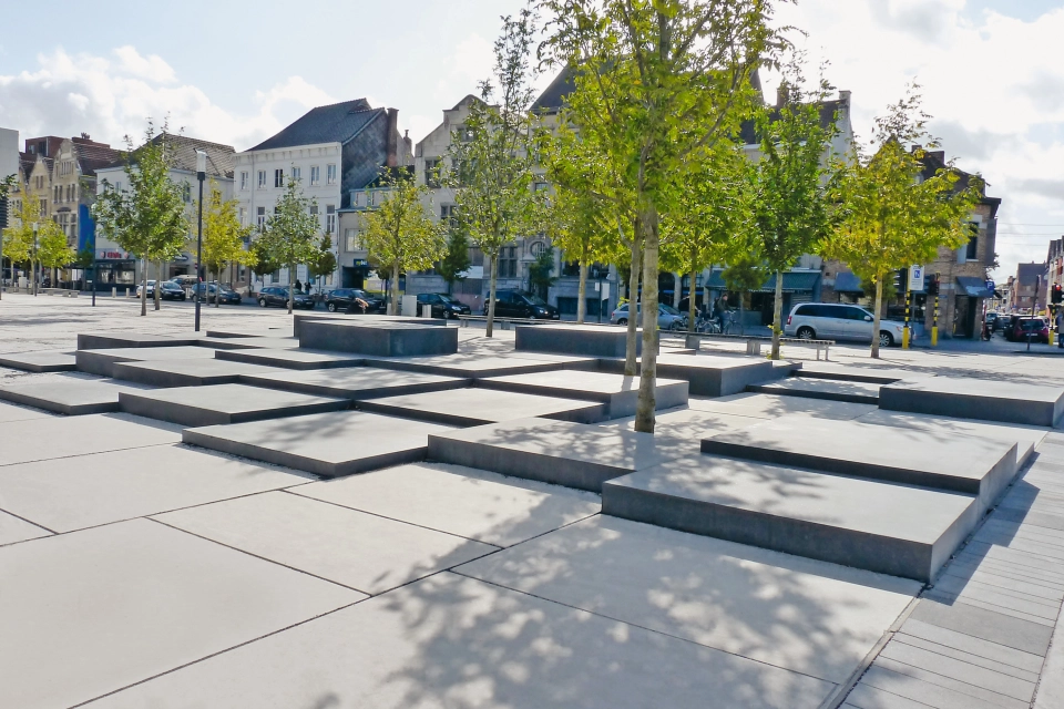 modern planting in the station forecourt