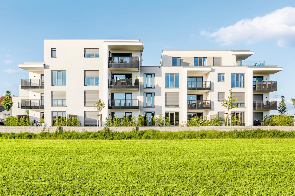 residential complex inner courtyard planted